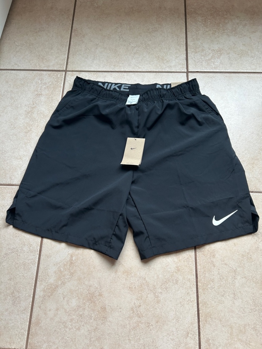 Nike Men’s Black Athletic Shorts with White Swoosh